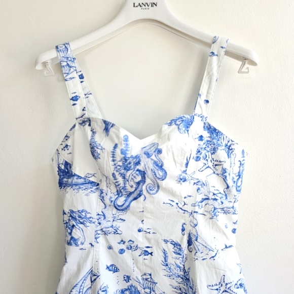New AVEC LES FILLES Toile Nautical Print Cotton Blend Midi Dress NWT Size 6 - Picture 8 of 17